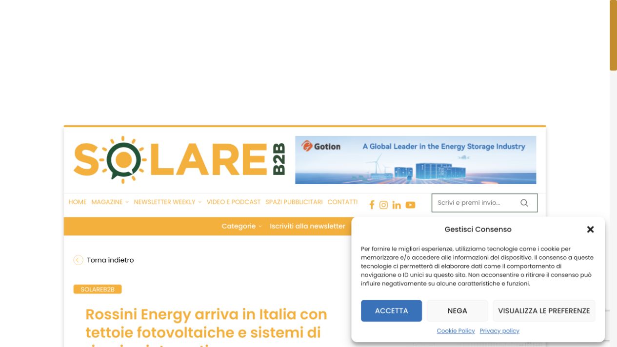 Screenshot dell’articolo di SolareB2B
