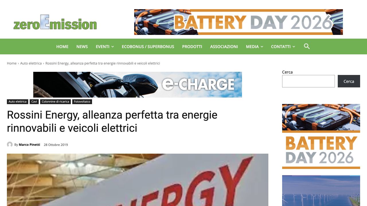 Screenshot dell’articolo di ZeroEmission